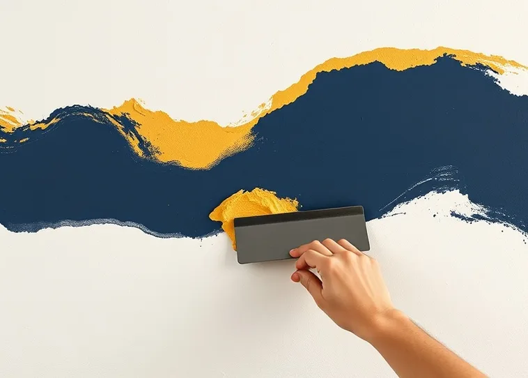 Application d'un enduit décoratif à la lisseuse sur un mur