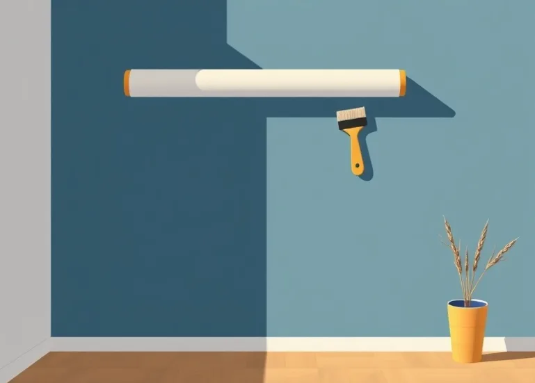 Pose de papier peint, rouleau et brosse à maroufler